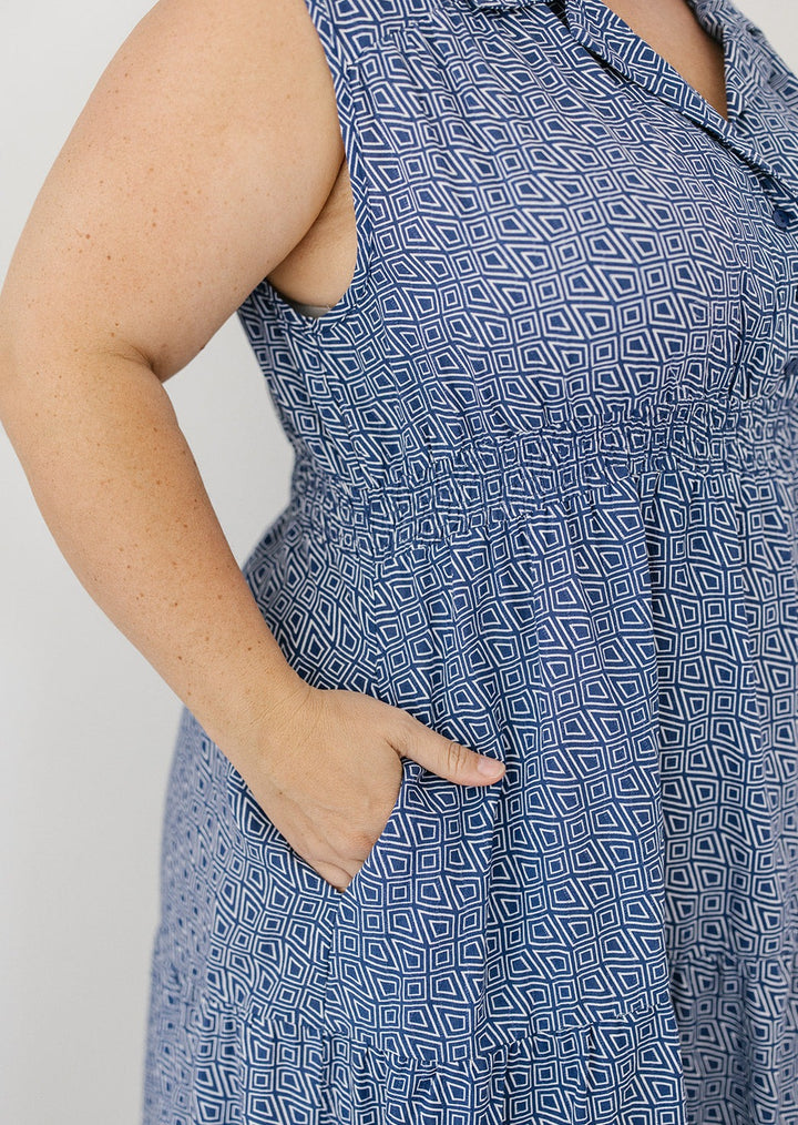 midi dress with stretchy waist for women