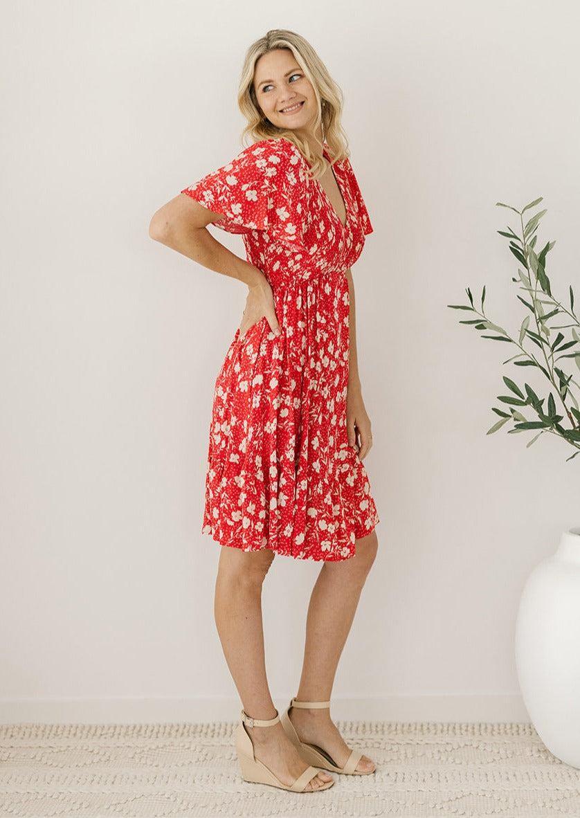 summer floral knee-length bump friendly dress
