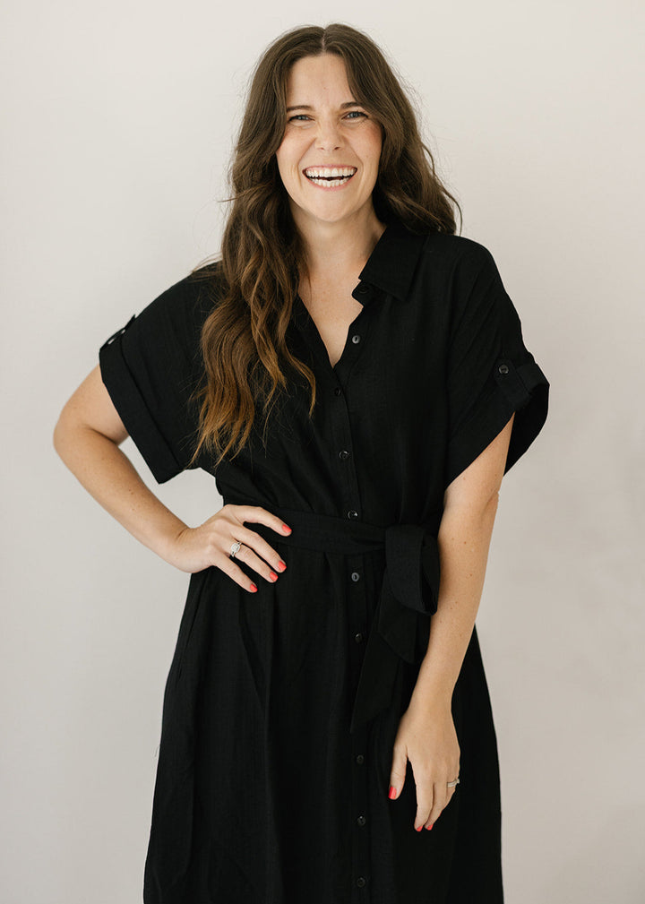 Elowyn Midi Dress in Black