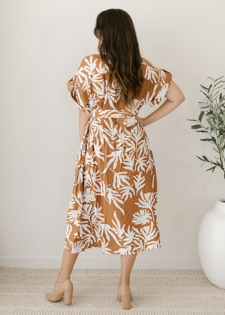 Elowyn Midi Dress in Rust