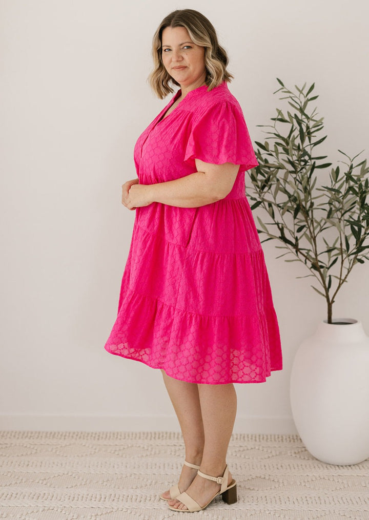 hot pink anglaise summer dress