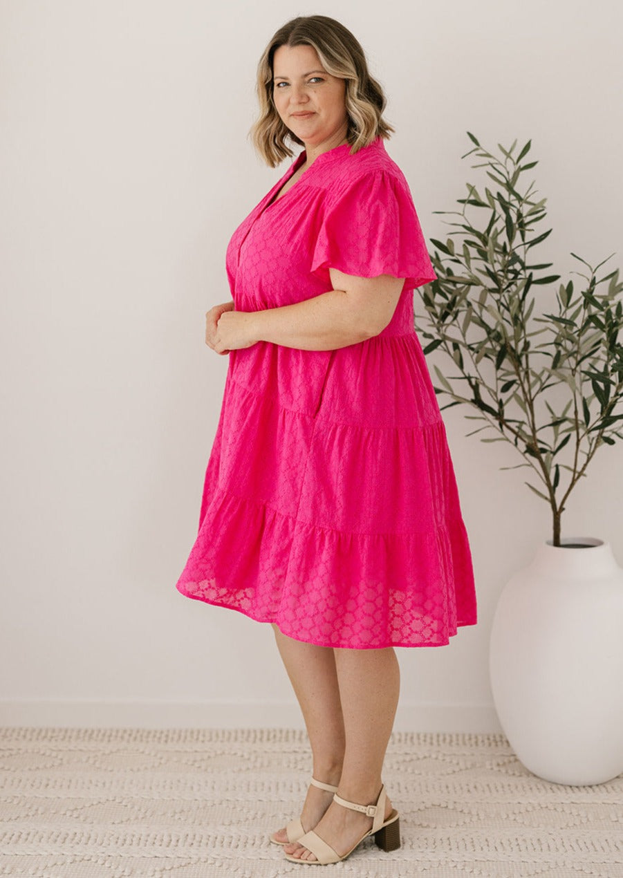 hot pink anglaise summer dress