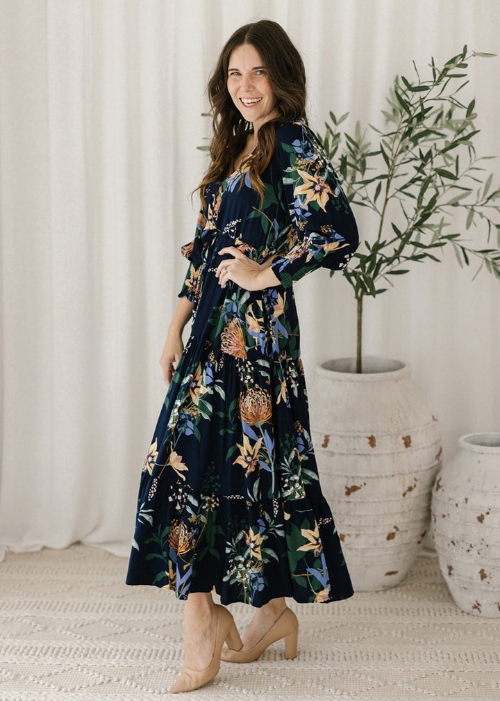 Esme Maxi Dress in Midnight Bloom