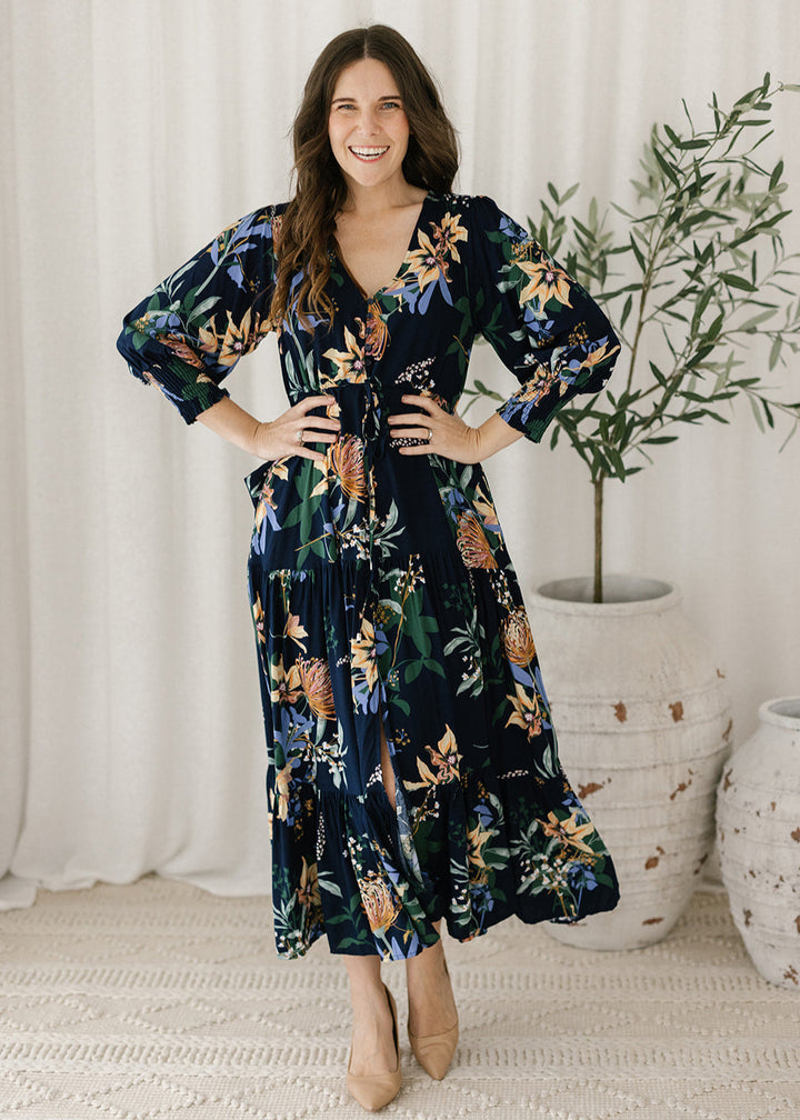 Esme Maxi Dress in Midnight Bloom