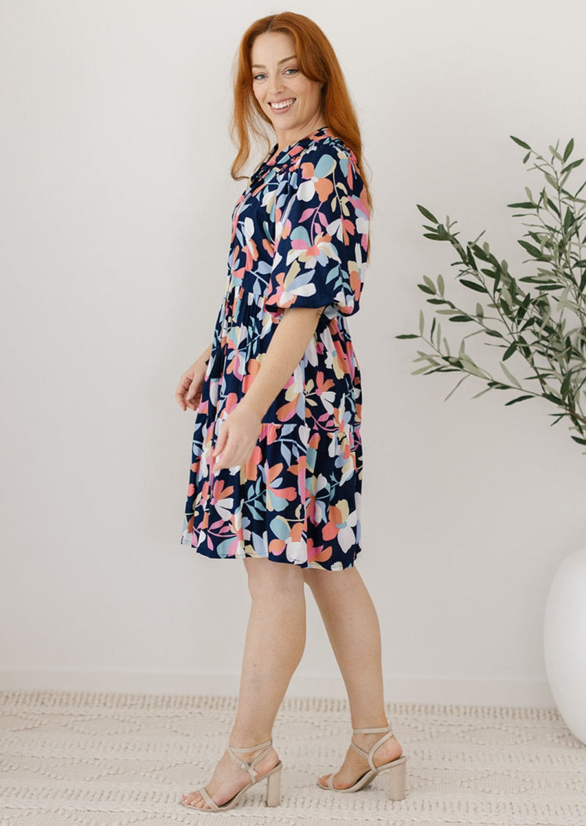 Floral Knee-Length Tunic Dress