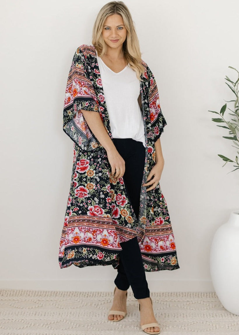 pink floral kimono
