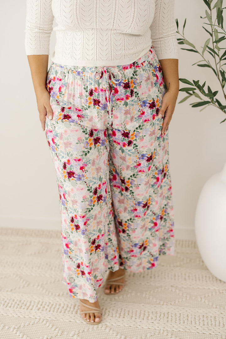 floral drawstring pants for women