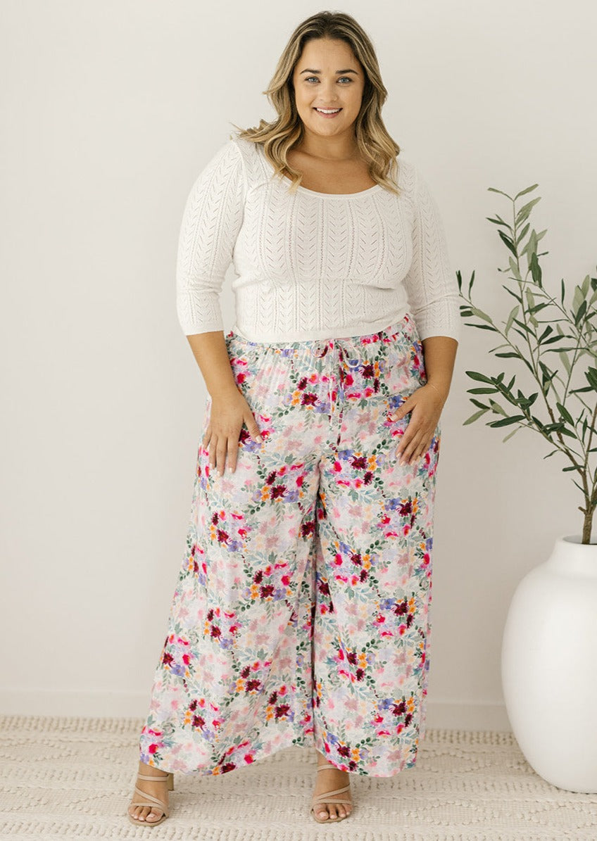 floral drawstring pants for women