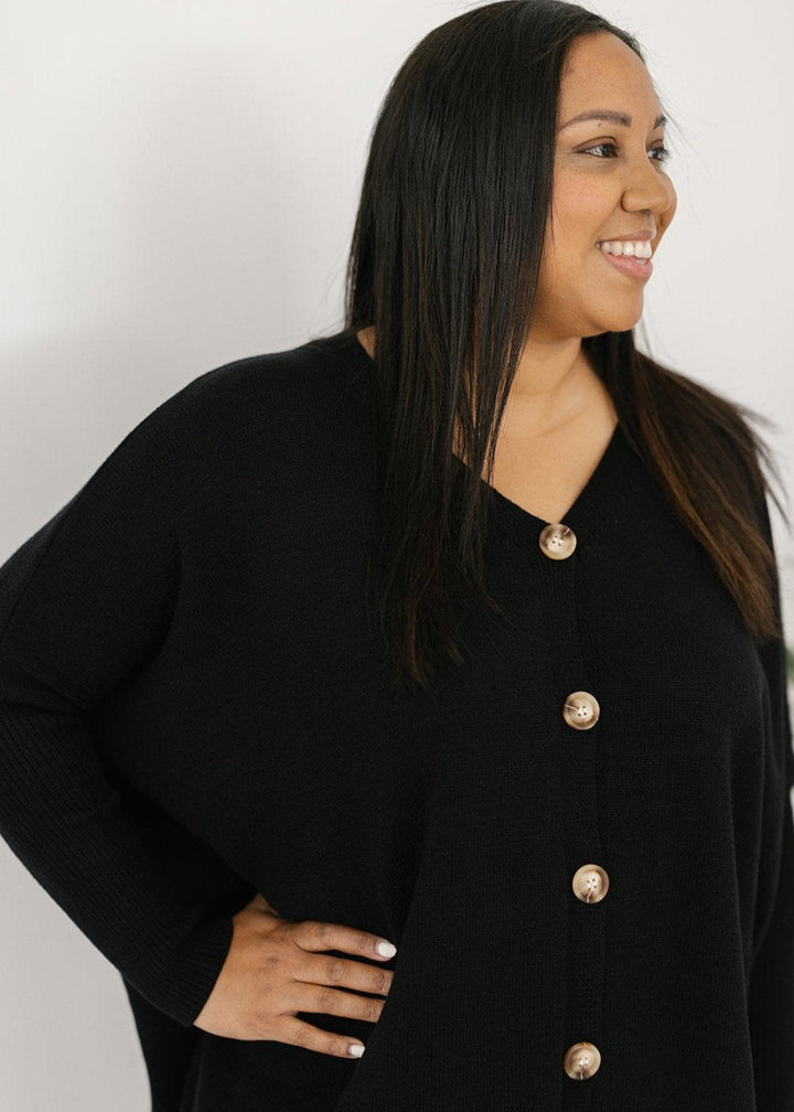 women's black stretchy knit jumper