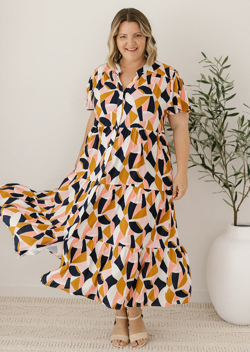 retro summer midi dress with pockets