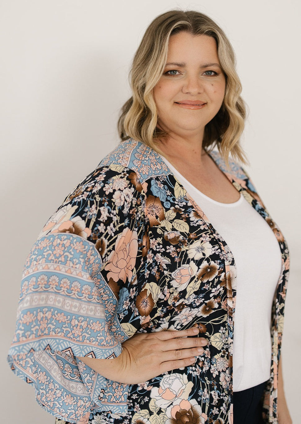 navy floral kimono australia