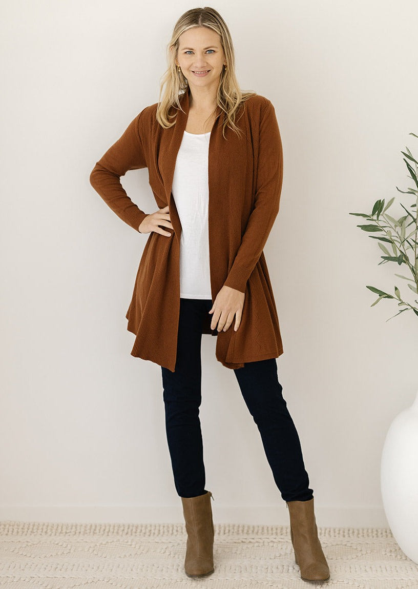 women's cardigan in chocolate brown