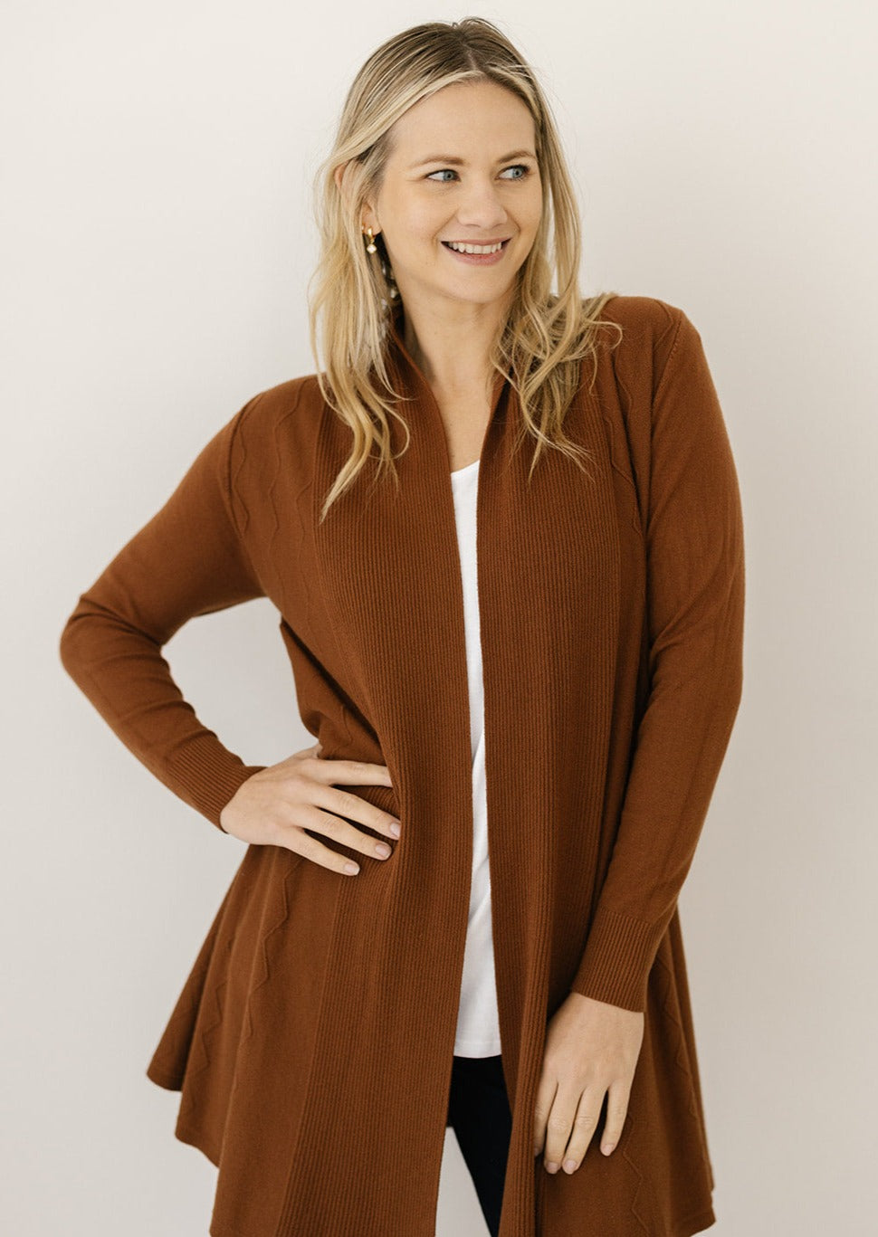 women's cardigan in chocolate brown