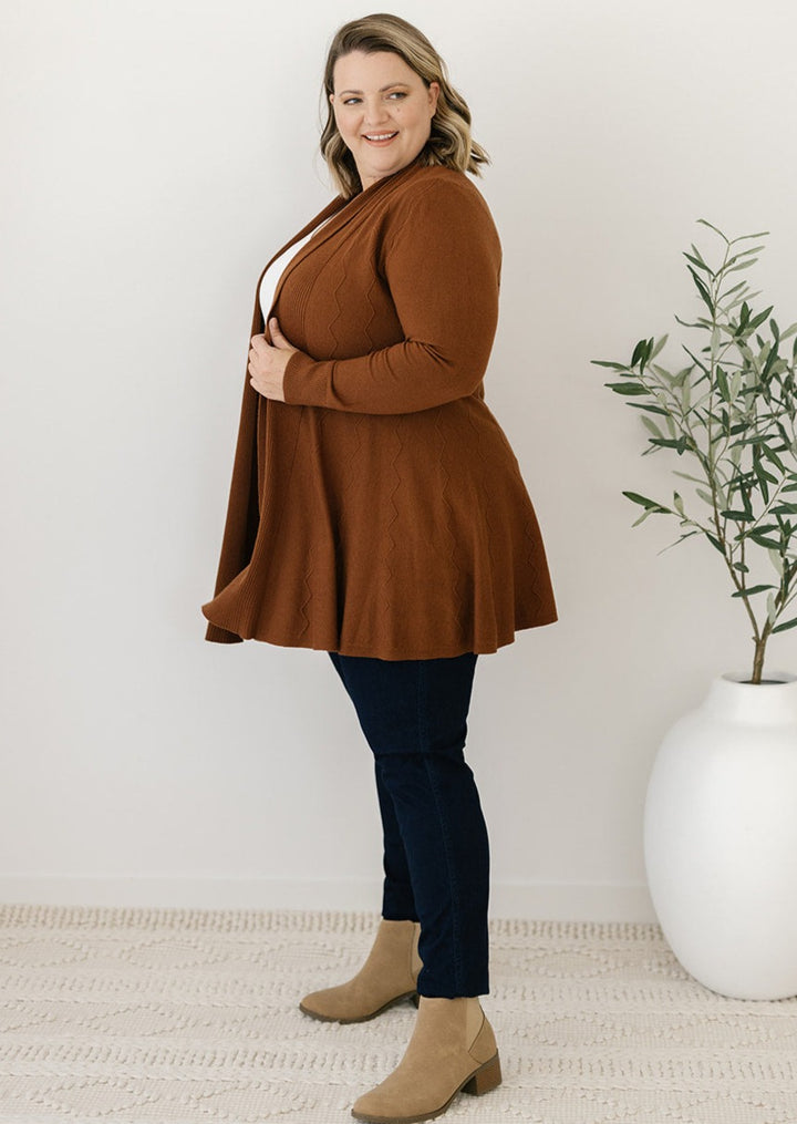 women's cardigan in chocolate brown