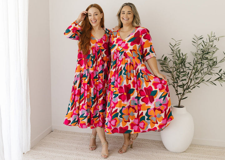 women's plus-size retro floral maxi dress