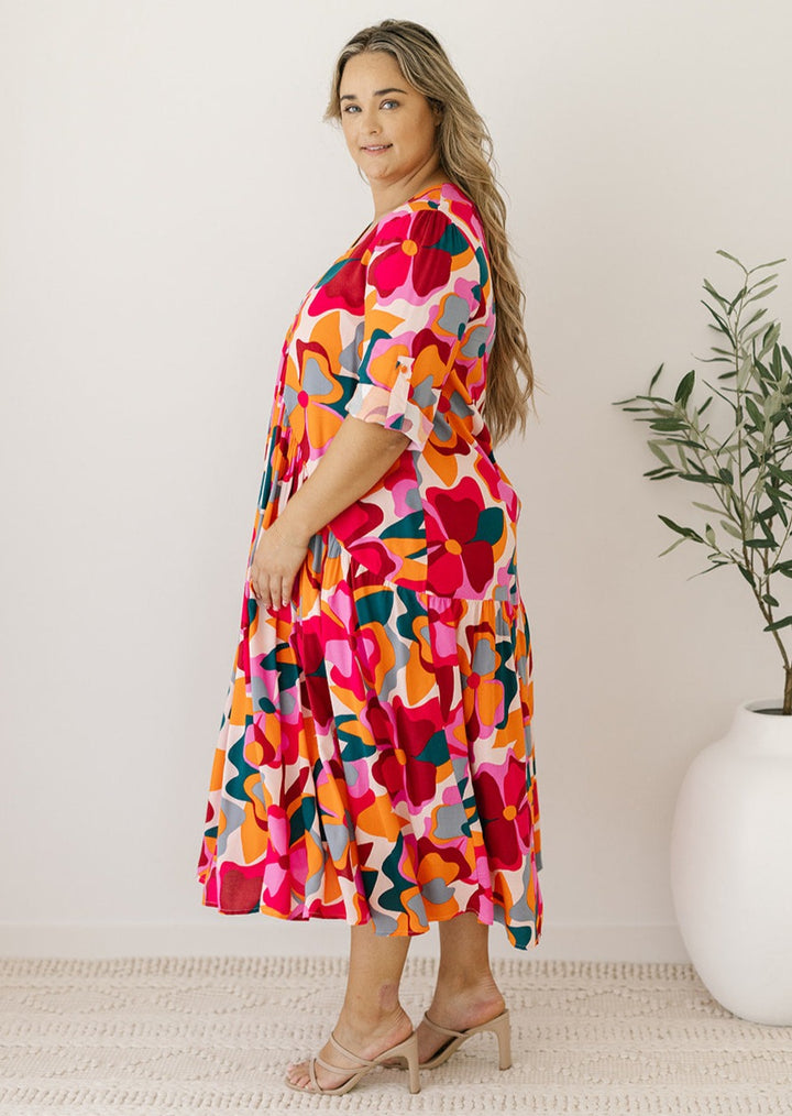 women's plus-size multicoloured floral maxi dress