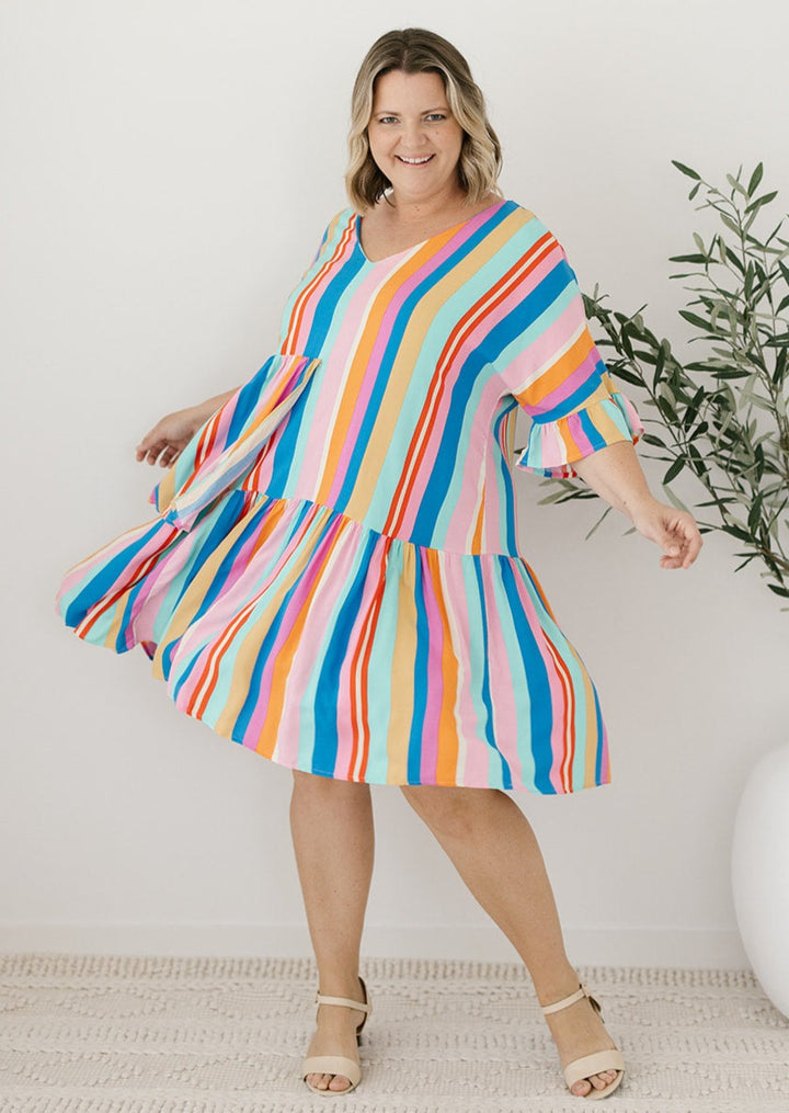 Colourful Asymmetrical Dress for Curvy Women