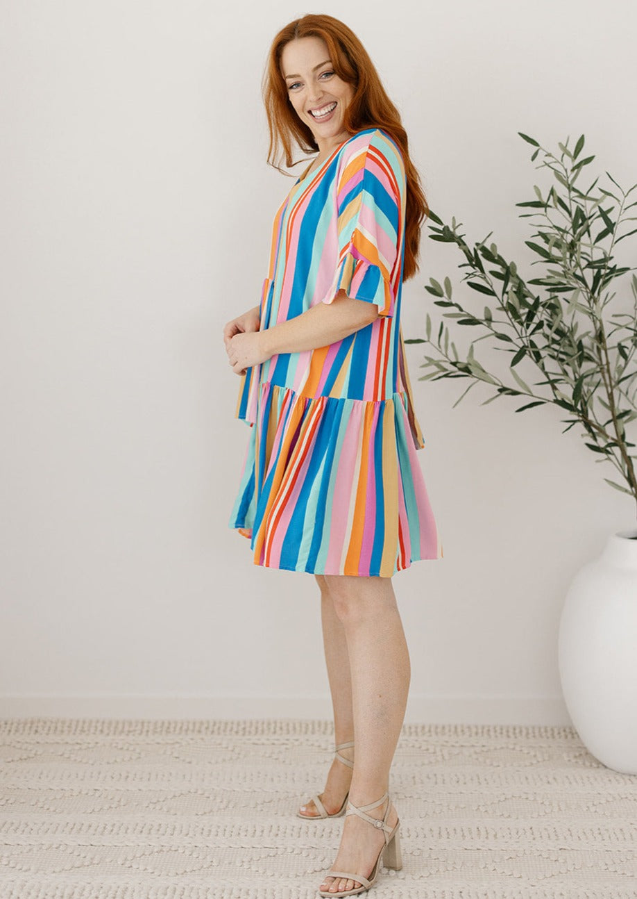 Multicoloured Asymmetrical Dress for Women