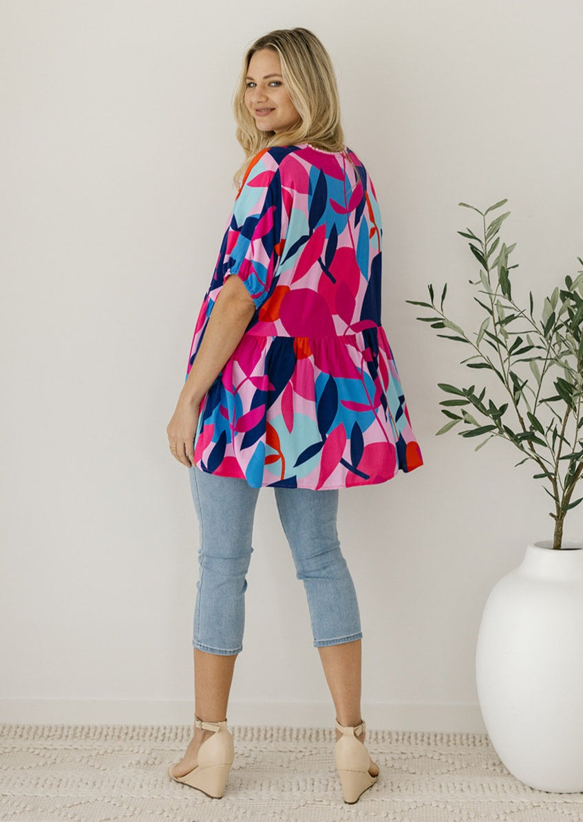 plus-size abstract-print tunic top for women