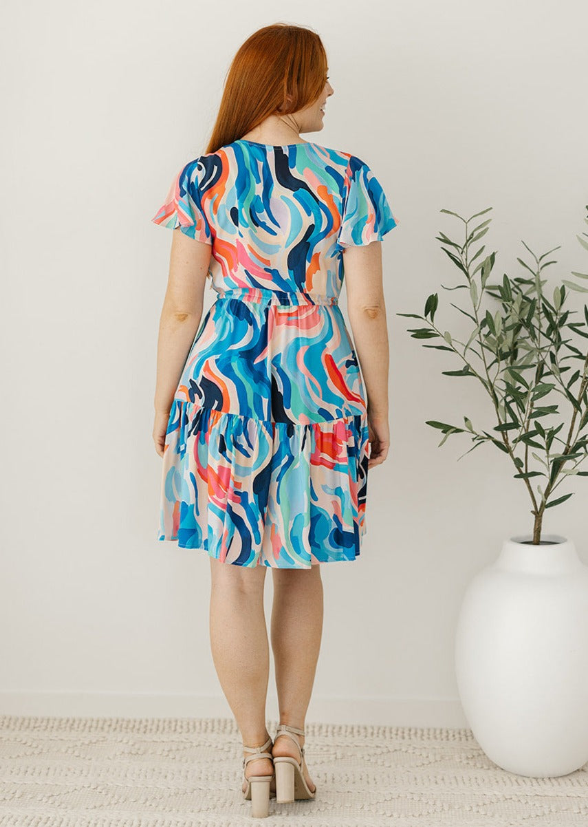 Abstract Blue Women's Dress