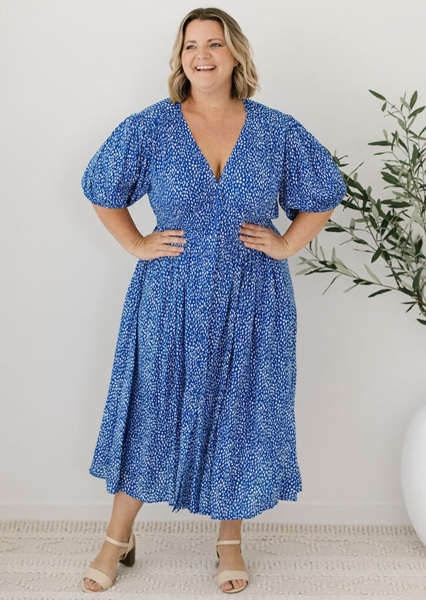 Blue Midi Dress for Curvy Women