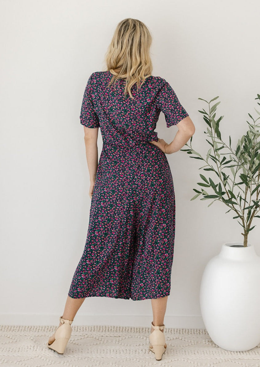 navy and pink floral plus-size wide-leg jumpsuit