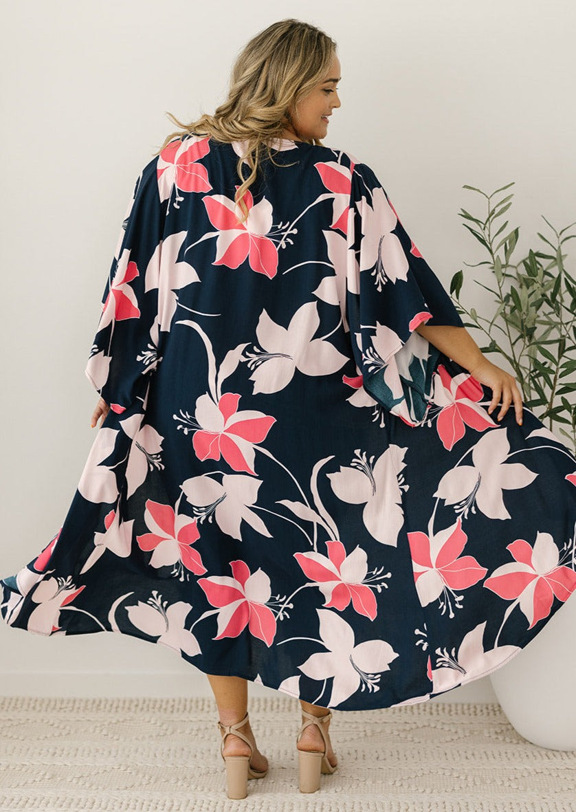 Navy Floral Kimono 