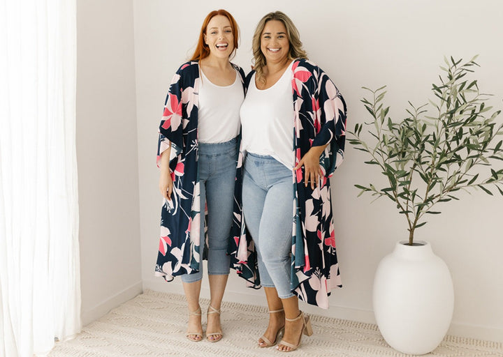 Womens Kimono Navy and White