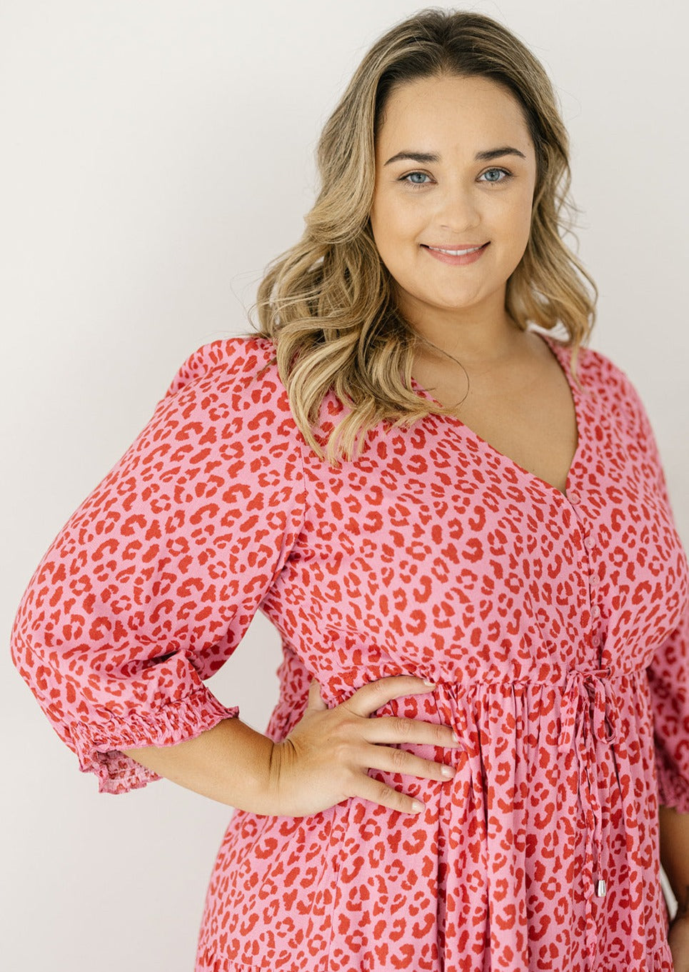midi length leopard print dress with pockets