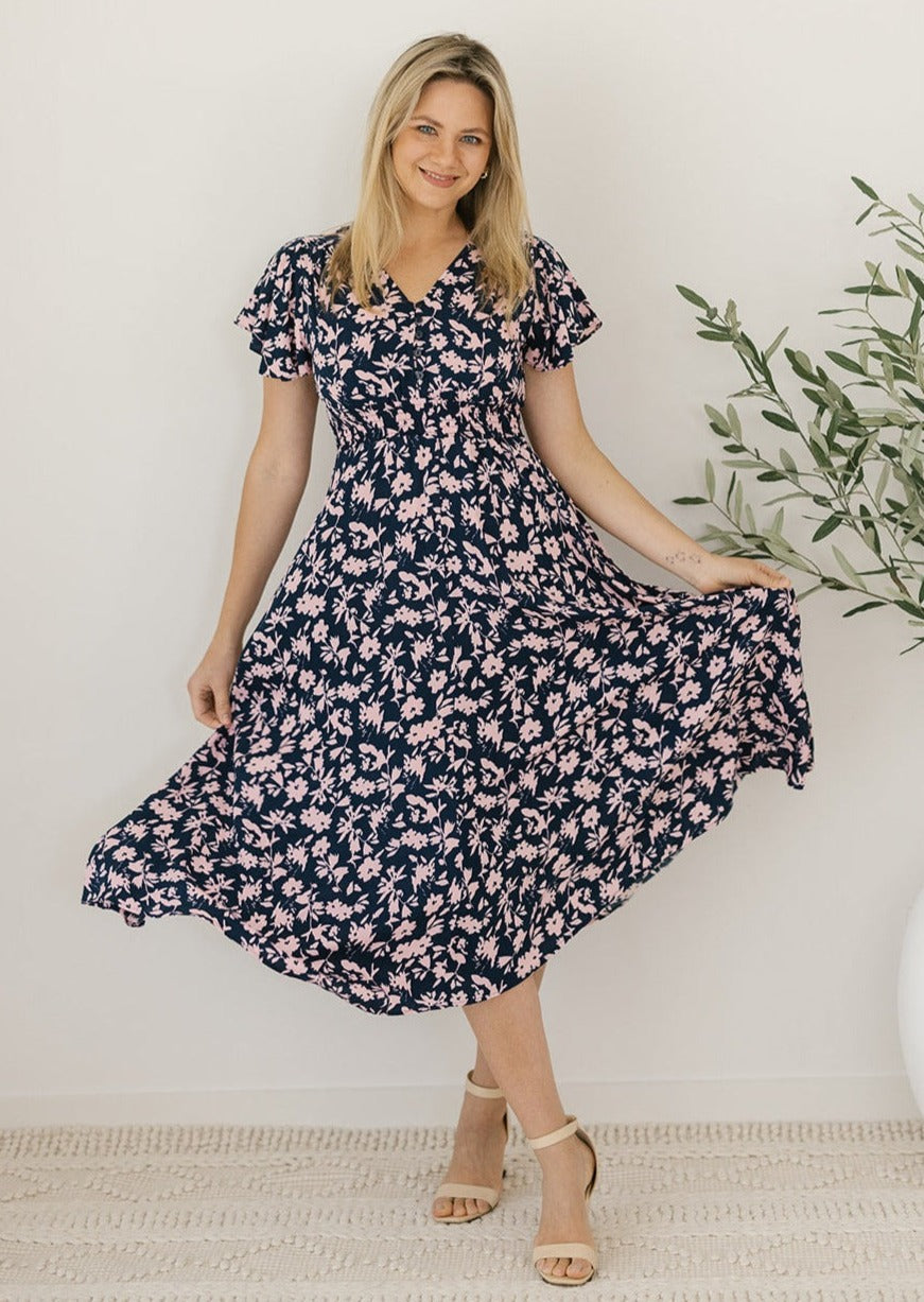 navy midi dress