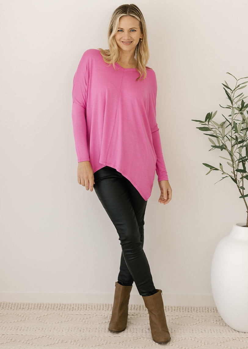 pink plus-size ladies long-sleeve tee