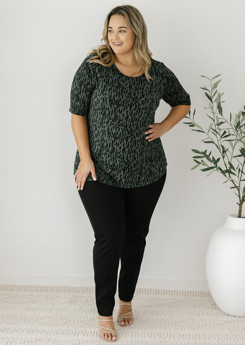 plus-size khaki and black t-shirt for women