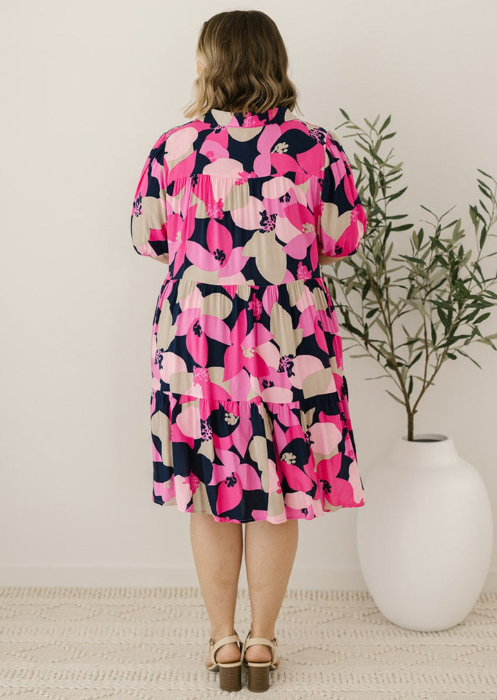 floral knee-length button-down shirt dress 