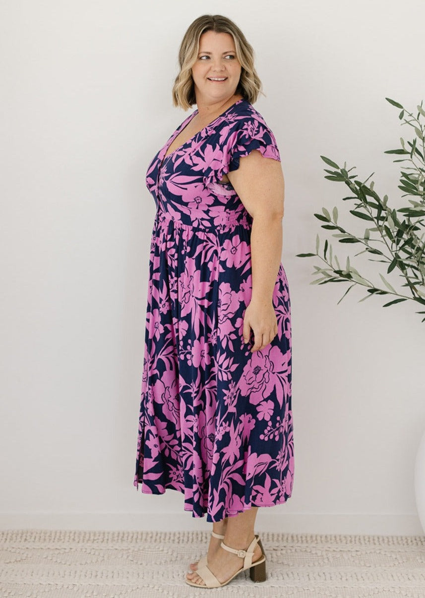Navy Midi Dress for Curvy Women