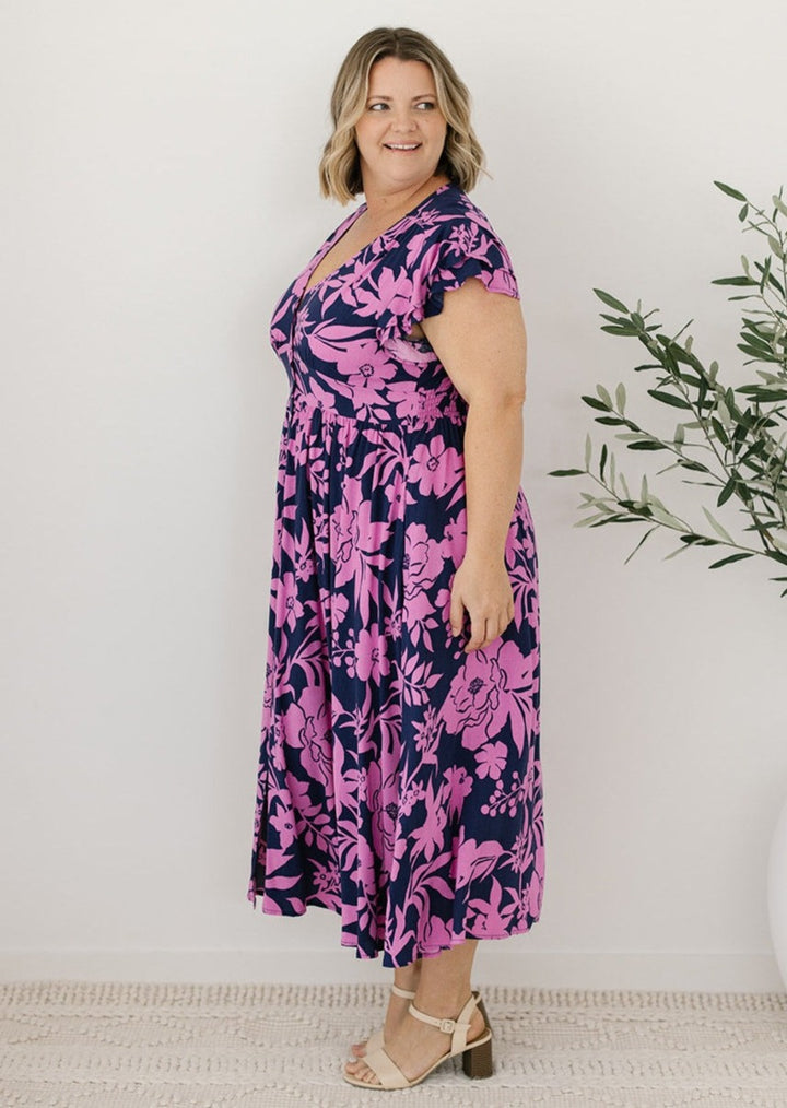 Navy Midi Dress for Curvy Women