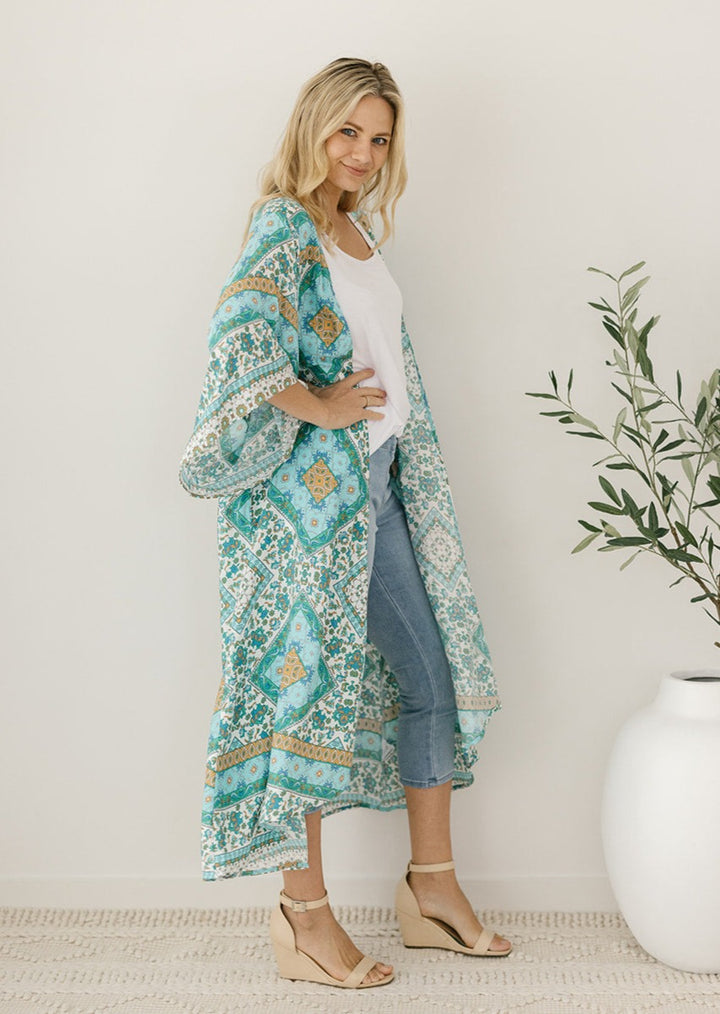 bohemian summer kimono with flowy sleeves 