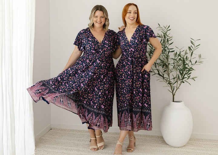 plus-size bohemian floral midi dress