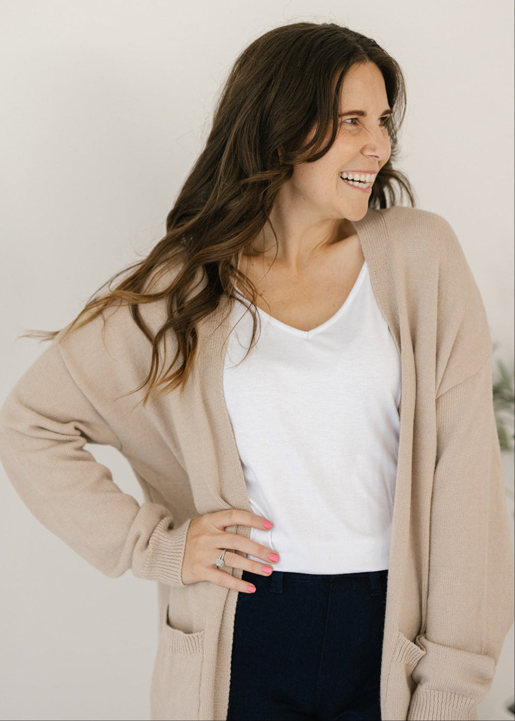 Tully Knit Cardigan in Beige