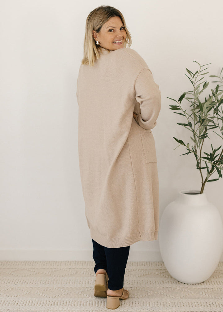 Tully Knit Cardigan in Beige