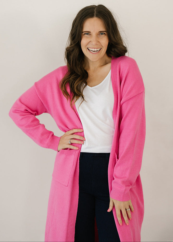 Tully Knit Cardigan in Pink