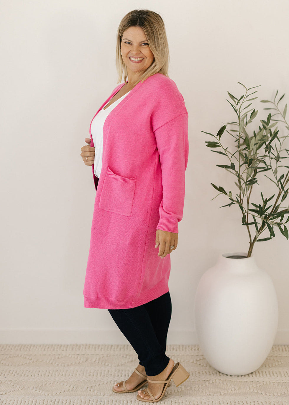 Tully Knit Cardigan in Pink