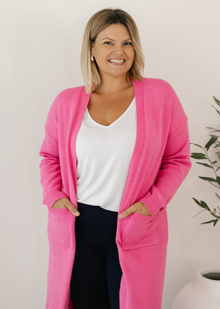 Tully Knit Cardigan in Pink