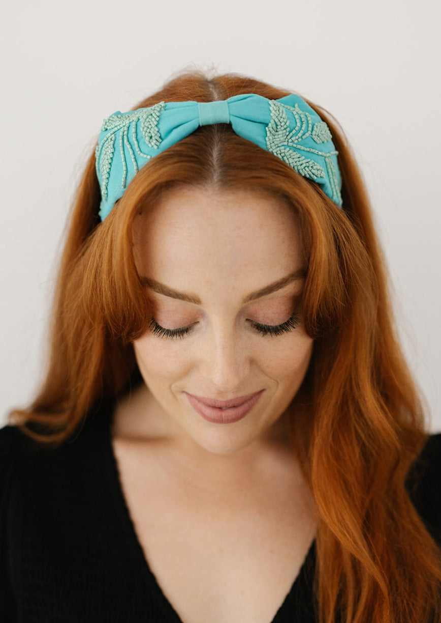 beaded turquoise headband
