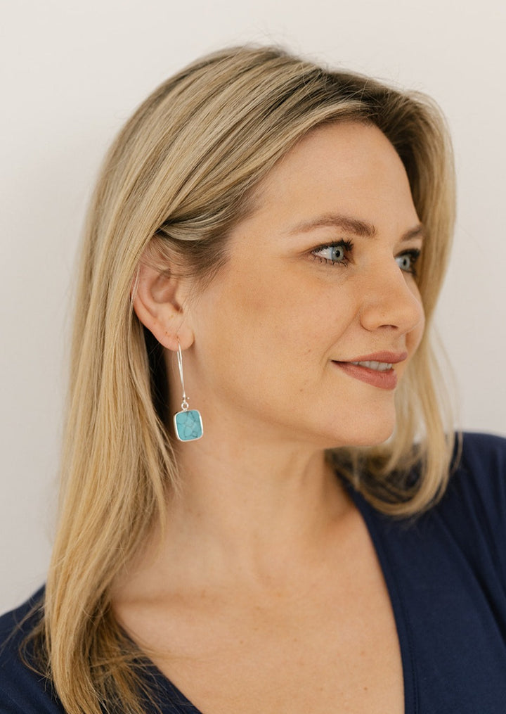 Sally Drop Earrings in Blue