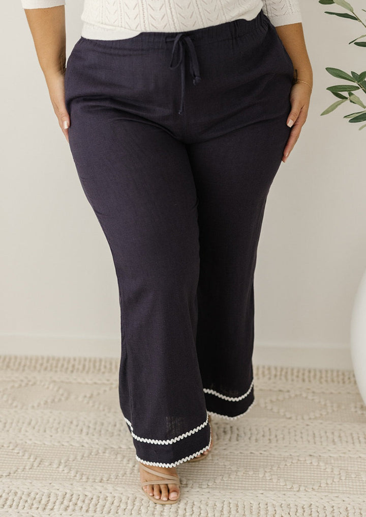lightweight linen pants with elastic waist and pockets