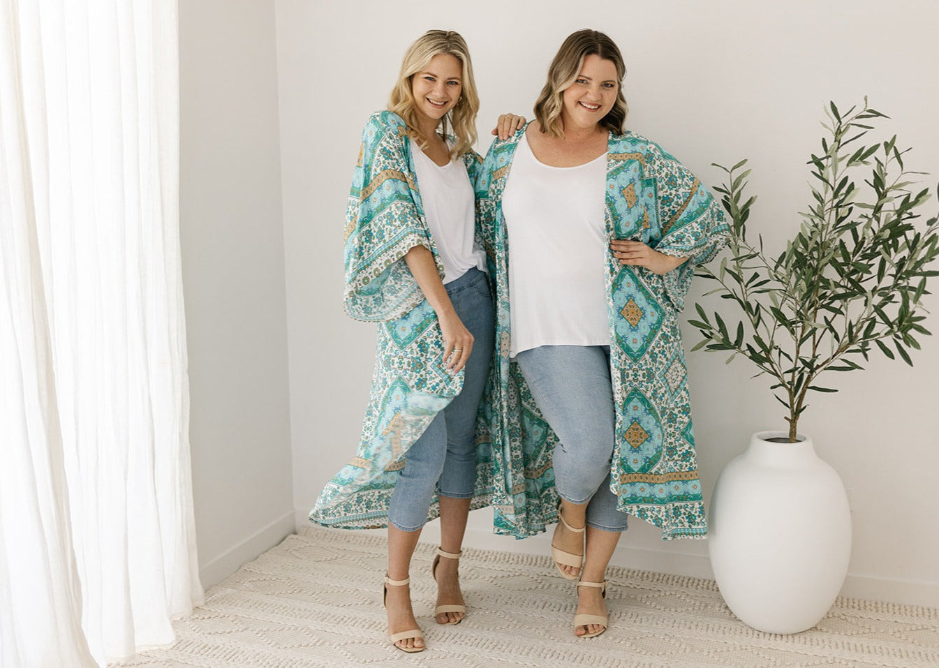 Skylar Kimono Green and blue summer bohemian kimono Love Style