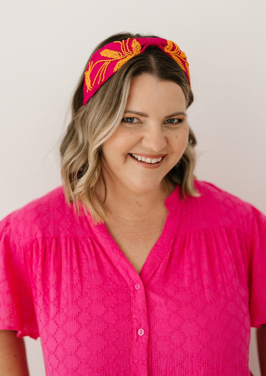 pink and orange statement headband