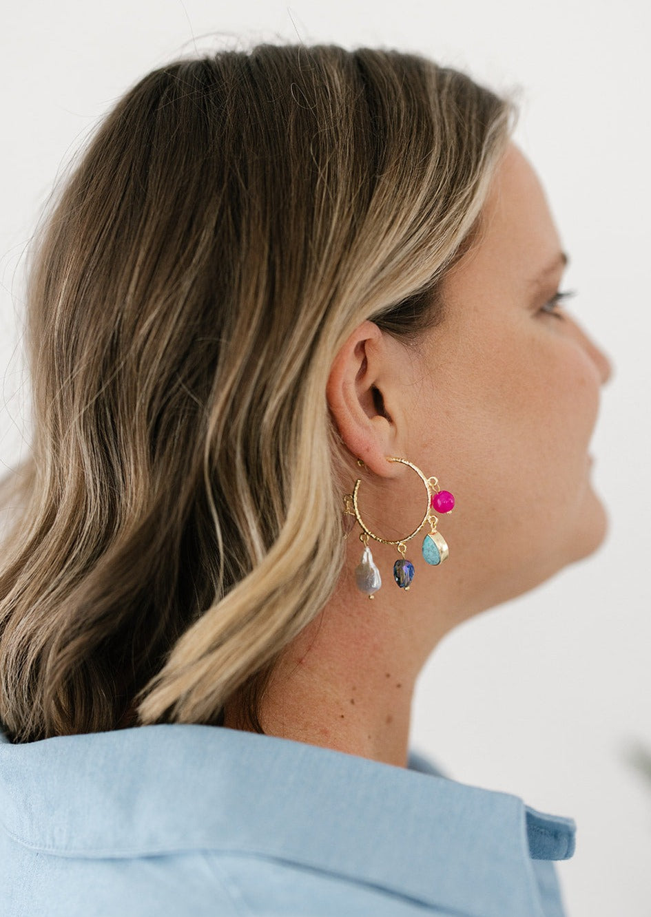 multicoloured hoop earrings