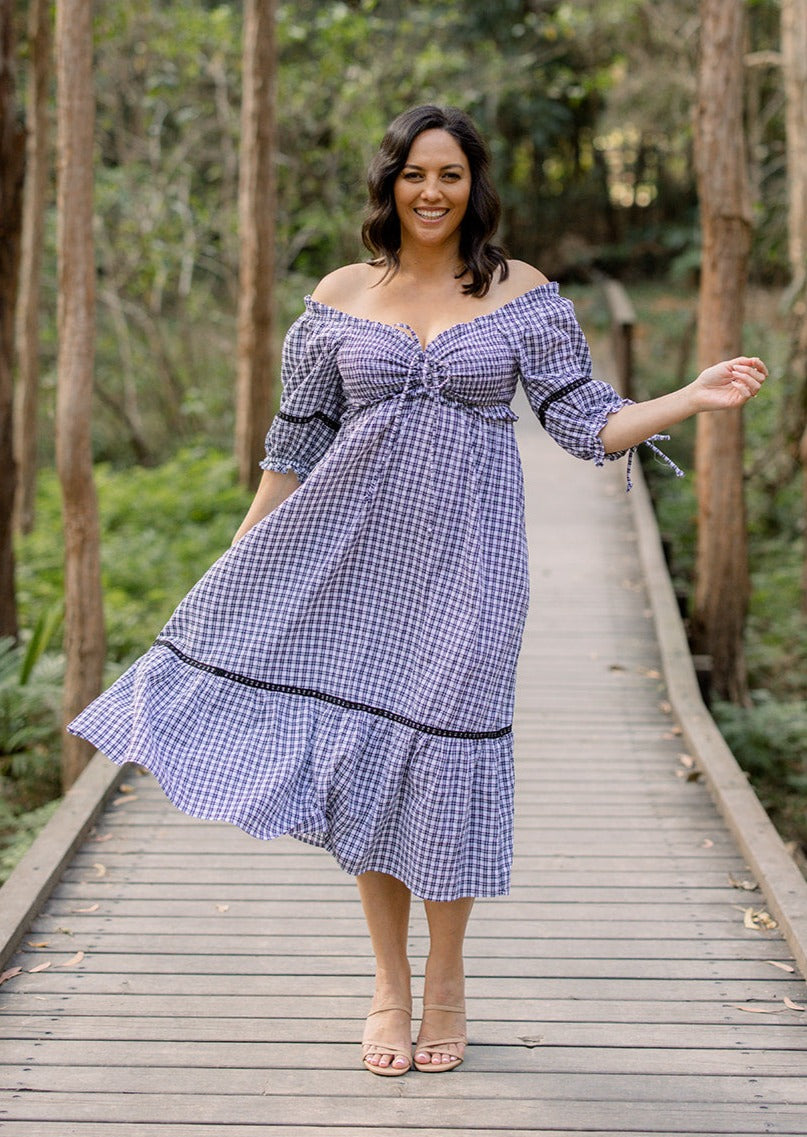 Blue gingham dress deals plus size