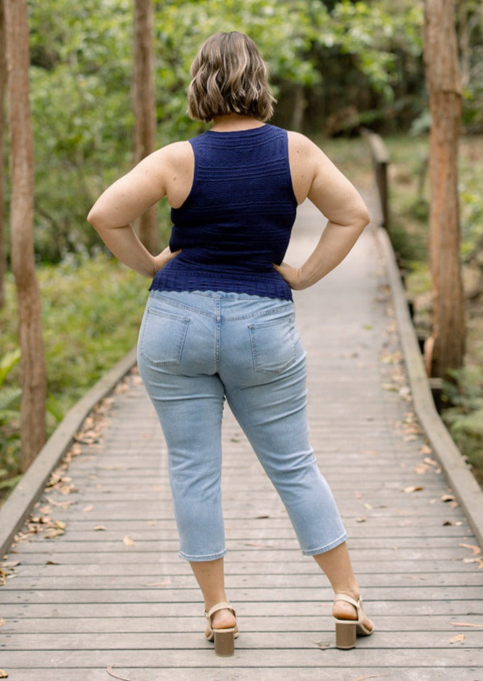 Freya Knit Singlet in Navy